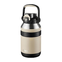 Tkk Mega Boy 1500ml Pipetli/pipetsiz Kullanım Askılı Paslanmaz Çelik Termos Matara Bej Diğer