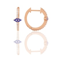 Gümüş Rose Safir Taşlı Eye Gümüş Halka Küpe