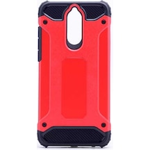 Kilifone - Huawei Uyumlu Mate 10 Lite - Kılıf Çift Katman Zırh Tank Crash Military Kapak - Kırmızı