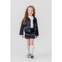 Harby Kids Kız Jeans Likralı Şort Etekli 3 Lü Takım 3-10 Yaş -141580 - Mavi Mavi