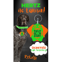 Petjoo 26.Hertz Turuncu-Yeşil Qr'lı Köpek Künyesi