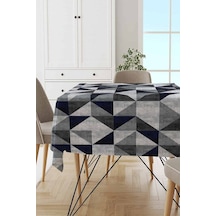 Lacivert Geometrik Dokuma Leke Tutmaz Masa Örtüsü Mso382n11