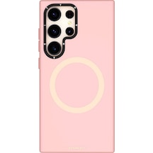 Galaxy S24 Ultra Uyumlu Kılıf Magsafe Destekli Çizilmeye Ve Aşınmaya Dayanıklı Youngkit Velvet Serisi Pembe