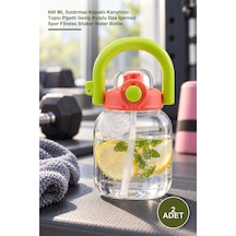 2 Adet Sporcu Matarası 600 Ml Sızdırmaz Kapaklı Karıştırıcı Toplu Pipetli Geniş Kulplu Bpa İçermez Spor Fitness Shaker Water Bottle Sarı