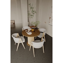 Antoryum Yuvarlak Şık Ayaklı Ceviz Mutfak Yemek Masası Balkon Salon Masa