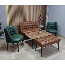 Azra Mobilya Deri Çay Seti Koltuk Takımı Oturma Grubu Cafe Mobilya Ofis-büro Mobilya Balkon Mobilya Taba-yeşil