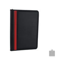5280 Ajanda Tarihsiz Kareli Suni Deri Fermuarlı 4 Halka Mekanizmalı Hesap Makineli Organizer, Siyah, 21x27 Cm. Çok Renkli