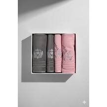 Lefa Best Set Hamam Takımı Pembe-antrasit