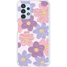 Samsung Galaxy A13 Uyumlu Renkli Papatyalar Sulu Boya Baskılı Silikon Kılıf Renkli