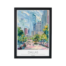Dallas Texas Ahşap Çerçeveli Dekoratif Duvar Tablosu Siyah