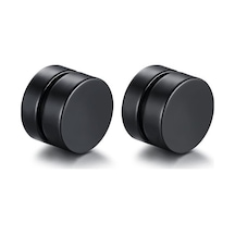 Chavin 10 Mm Bayan Erkek Mıknatıslı Siyah Çelik Küpe Df22sy-10 Siyah