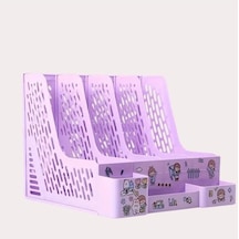 Ops Mg 124 Pastel Mor 4 Bölmeli Modüler Tasarım Organizer Kalemlikli Magazinlik Klasör Arşiv Kutusu Demonte