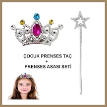 Bezos Çocuklar İçin Taraklı Prenses Tacı Ve Prenses Yıldız Asa Seti Gümüş 22 Diğer