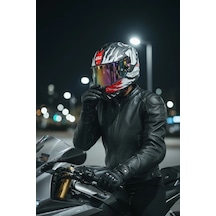 Gıvı 50.x Sharkbıte Mat Beyaz  1 Renkli 1 Şeffaf Vizörlü Motosiklet Kask İridyum Vizör + Şeffaf
