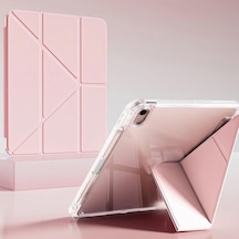 İpad 11.nesil A16 11inç/10.nesil 10.9inç İle Uyumlu Kalem Koyma Bölmeli Ultra Koruma Antişok Yatay Dikey Şekillerde Stand Seçeneği Uyku Modlu New Attractive Hx99 Smart Cover Kılıf Pembe