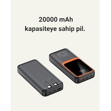 Powerbank 20000 Mah 22.5w Hızlı Şarj, Dahili Kablolu, Lcd Ekranlı Şarj Cihazı Çoklu