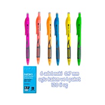 6 Adet Noki 0.7 Mm Uçlu Kalem Ve 1 Paket 120 Li Uç Çok Renkli
