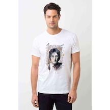 John Lennon Baskılı Beyaz Erkek Tshirt (528969953)