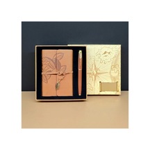4 Adet Taba Deri Defter Ve Kahverengi Metal Kalem Seti Kutulu Promosyon, Kişiye Özel Notebook Pen Hediyelik 1