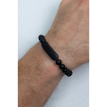 Takı Dükkanı Mat Siyah Boncuk Taşlı Unisex Bileklik Bbb19cm Siyah