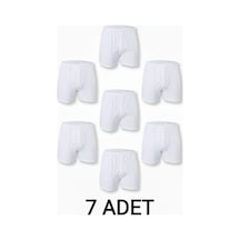 Enmodaiçgiyim 7 Adet Beyaz %100 Pamuk Rahat Kesim Erkek Paçalı Külot Boxer