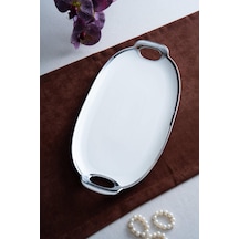 Acar Arven Oval Silver Sunum Tepsisi - 45 Cm Beyaz