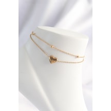 Ezoconcept 316l Çelik Gold Renk Kalp Tasarımlı 2li Halhal Beyaz - Kırmızı - Mavi