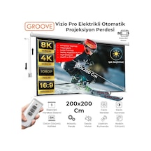 Groove Vizio Pro 200x200cm Blackout Işık Geçirmez Elektrikli Otomatik Kumandalı Projeksiyon Perdesi +motorlu+canlı Renkler+göz Koruması+leke Tutmaz Projector