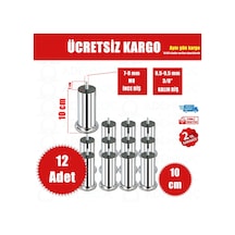 Ademkocplastik 10 Cm Baza Koltuk Kanepe Ayağı Civatalı M8-İnce Diş-12 Adet