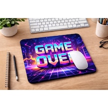 Game Over Yazılı Gaming Mousepad 21x17,5 Cm Kaymaz Tabanlı Oyuncu Mouse Pad Neon Tasarım