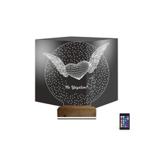 Luvivia Kalp Melek Sevgiliye Hediye Kişiye Özel 3d Lamba - Masa Gece Lambası