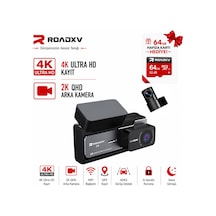 Roadxv S8 4k Ön + 2k Arka Wifi Araç Kamerası, Sony Imx335 Sensör, Gps, Adas, Süper Gece Görüşü, G-sensör, 64gb Kart Hediyeli