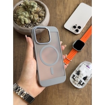 Apple iPhone 15 Pro Magsafe Uyumlu Silikon Kılıf Soocase635 Gri