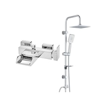 ECA Natura Banyo Bataryası+T-MAY Banyo Belen Kare Tepe Duş Takımı Seti Paslanmaz Krom