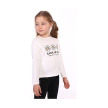 Toontoy Kids Toontoy Kız Çocuk Lıfe Is Good Baskılı Tişört Ekru