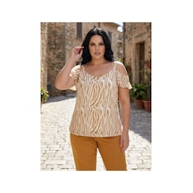 Hanezza Büyük Beden Zebra Desenli Şifon Bluz: Feminen Şıklık Ve Konfor Hardal - 526580208 Hardal