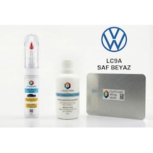 Volkswagen Lc9a Saf Beyaz Rötuş Seti - 2 Si 1 Arada İğne Ve Fırça Uçlu Şişe, Solüsyon Ve Rötuş Çeliği