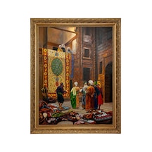 Osmanlı Çarşısında Halı Ve Kilim Satıcıları Yağlı Boya Tablo