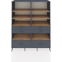 Kronos Gardrop 8 Raflı 6 Çekmeceli 176x59x221 Antrasit-çam/antrasit Çam/antrasit