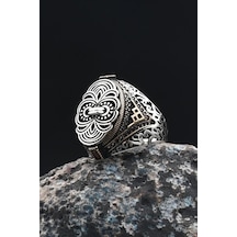 Örgü Tasarım Erkek Yüzüğü 925 Ayar Gümüş Zirkon Taş Süslemeli 901372 Gümüş