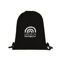 Gökkuşağı Motto Baskılı Büzgülü Sırt Çantası - Siyah