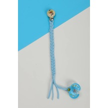 E&f Store El Örmesi Doğal Ahşap Emzik Askısı - Baykuş - Bebe Mavi Bebek Mavisi