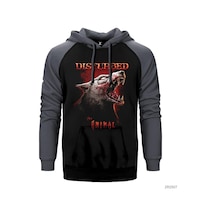 Disturbed Animal Gri Reglan Kol Kapşonlu Sweatshirt Gri