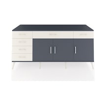 Kronos Konsol 2 Raflı 6 Çekmeceli 3 Kapaklı 176x59x83 Antrasit-antrasit/aytaşı Antrasit/aytaşı