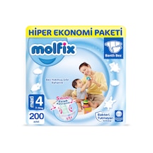 Molfix Bebek Bezi 4 Numara Maxi Hiper Ekonomi Paketi 200 Adet