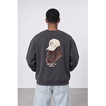 Respire Erkek The Art Of Patch Detaylı Oversize Sweatshirt Füme