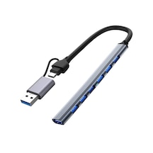 Lunatic 8030 Type-c Usb 3.0 7 İn 2 Portlu Hub Otg 7 Port Çoğaltıcı Pc Telefon Bilgisayar Uyumlu Veri Aktarımı Mouse Klavye Kullanımı İçin