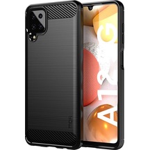 Mofı Fırçalanmış Karbon Fiber Doku Yumuşak Tpu Geri Cep Telefonu Kılıfı İçin Samsung Galaxy Uyumlu A12