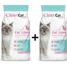 Clear Cat Bebek Pudrası Kokulu İnce Taneli Topaklaşan Kedi Kumu 2 x 10 L
