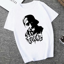 Noıssey Kırmızı Etiket Gala Amerikan Ripper Tupac 2pac Hip Hop T-shirt Mod.30 12531 Beyaz